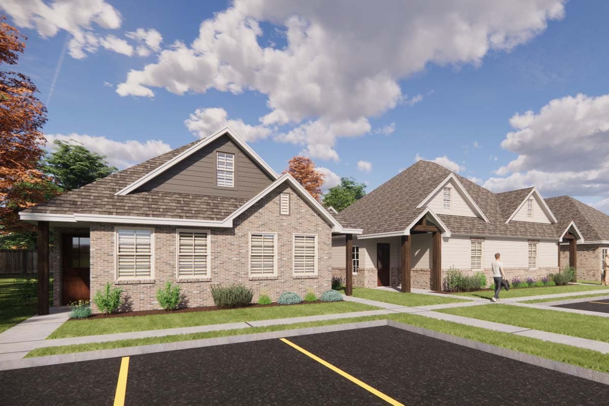 Plan 421540CHD: Duplex House Plan with 2-Bedroom Units Under 1000 Square Feet - Image #9 - Hill Country, Traditional