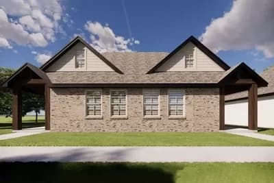 Duplex House Plan with 2-Bedroom Units Under 1000 Square Feet