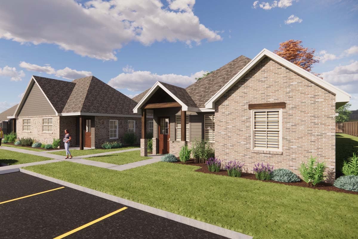 Plan 421541CHD: Duplex with Matching 1-Bed Units Under 700 Square Feet - Image #7 - Traditional