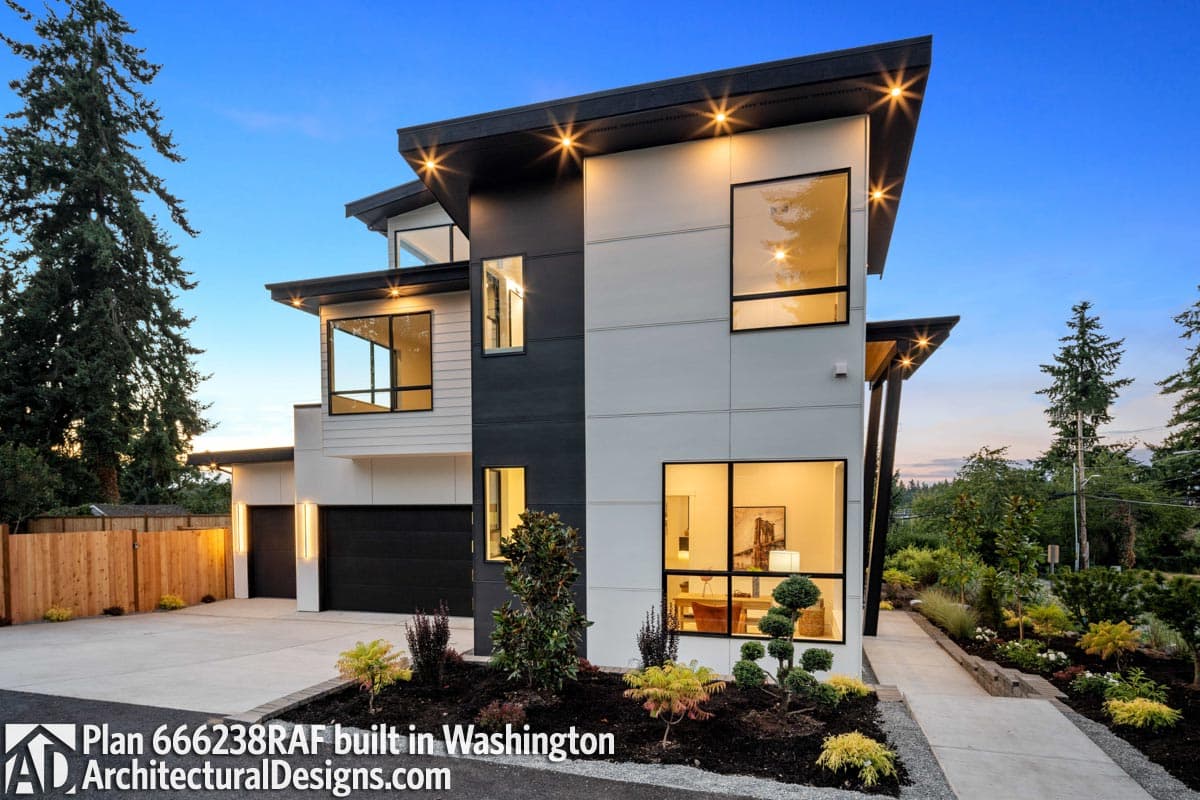 Plan 666238RAF: 3-Story Modern Home Plan with Elevator and Side Garage - 4237 Sq Ft - Image #4 - Mid Century Modern, Modern