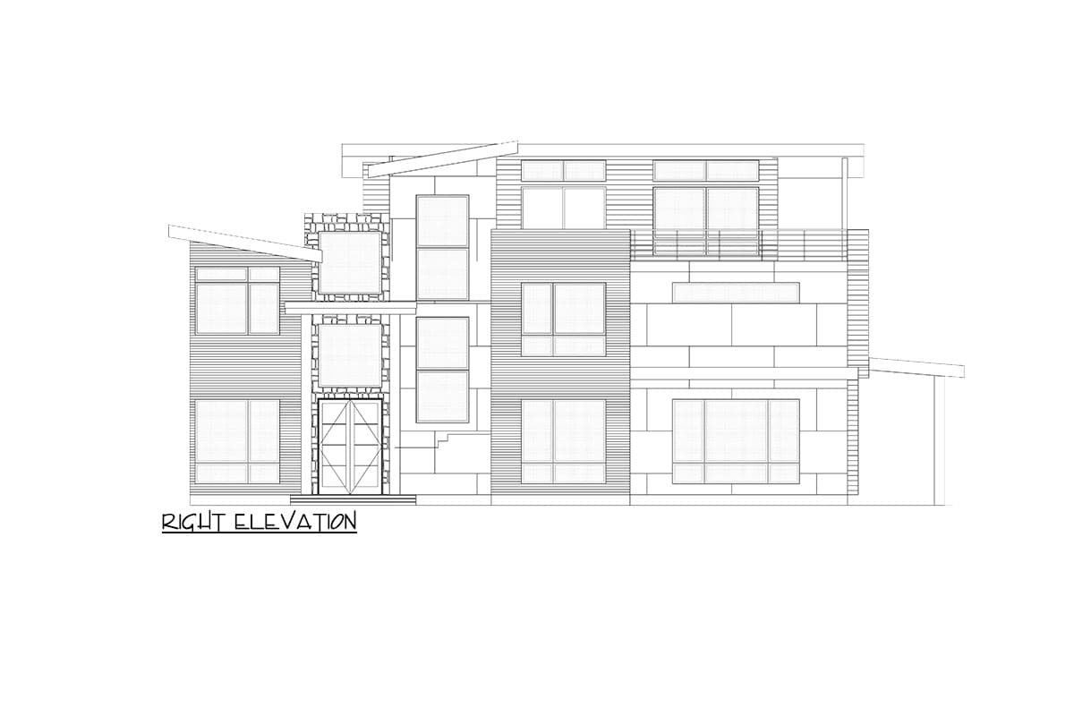 Plan 666239RAF: 3-Story Modern House Plan with Elevator and Front Garage - 4237 Sq Ft - Image #8 - Contemporary, Mid Century Modern, Modern