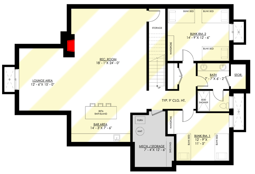 Plan 270083AF: 5-Bed Shingle Style House Plan with Two Laundry Rooms and Lower Level Expansion - Floor Plan - Optional Lower Level - Country, Farmhouse, Shingle
