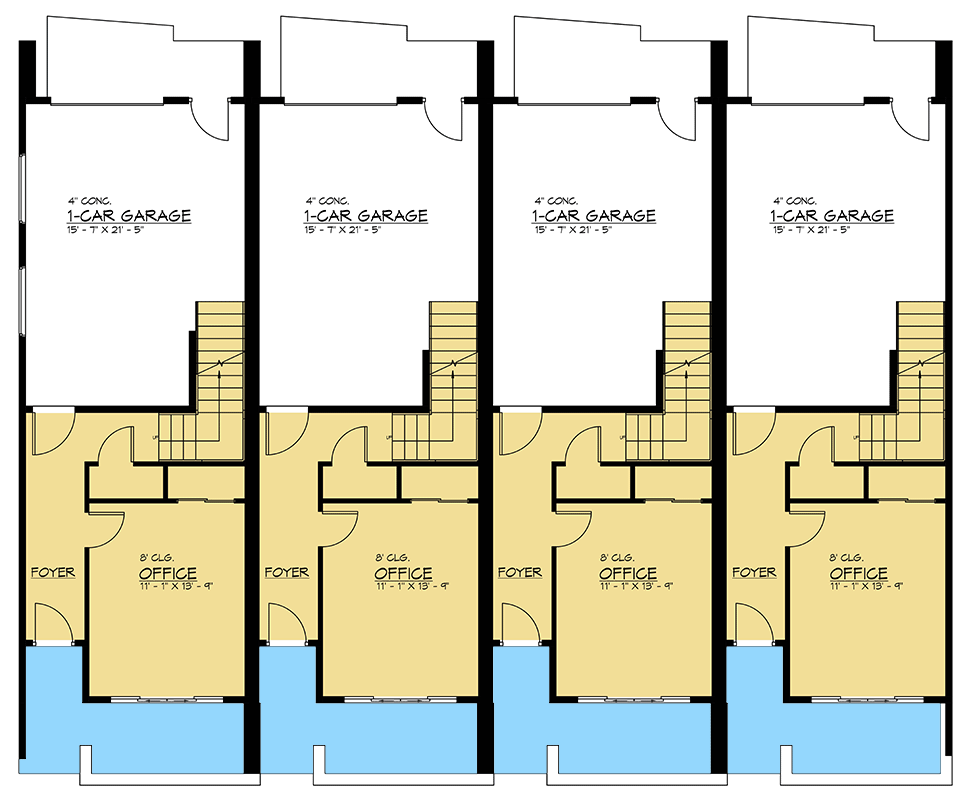 Plan 666240RAF: 4-Family Modern Scandinavian Style House Plan with 2 Bed Units Under 1700 Sq Ft - Floor Plan - Lower Level