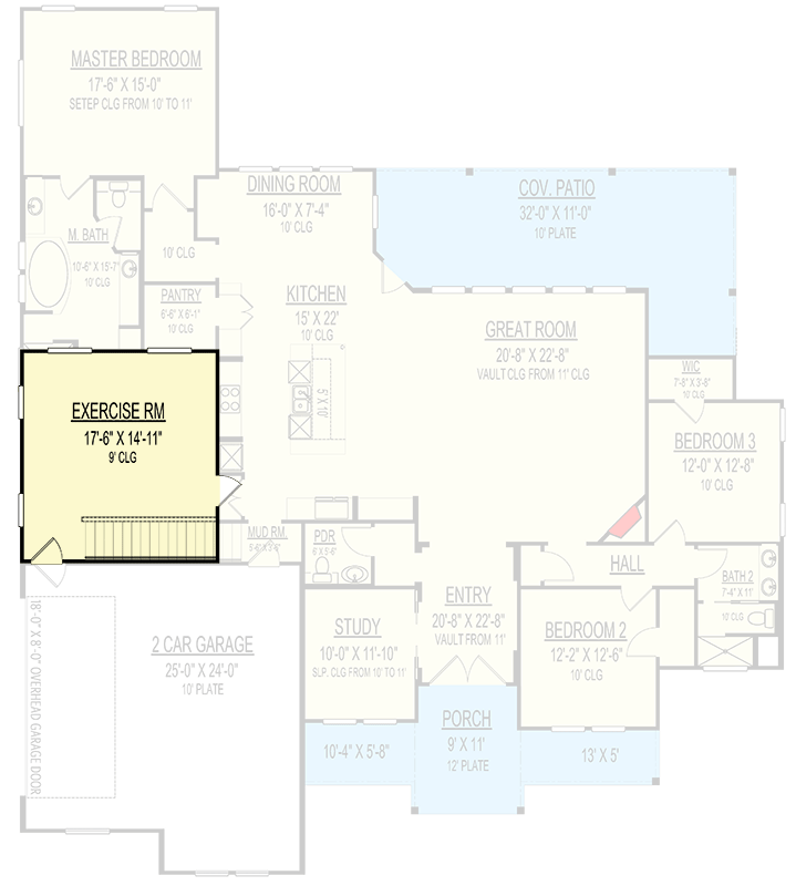 Plan 264016KMD: One-Story Modern Farmhouse Plan Under 3200 Square Feet - Floor Plan - 2nd Floor - Country, Modern Farmhouse, New American