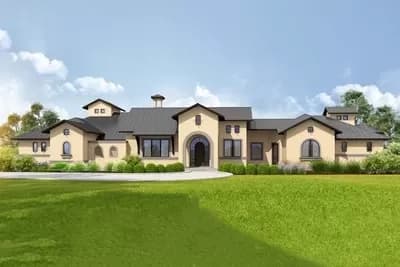 One-Story Transitional House Plan with Split Bed Layout - 4010 Sq Ft