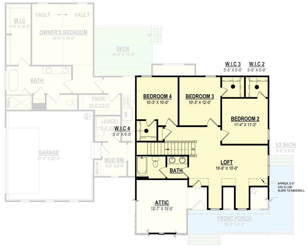 Plan 83656CRW: 4 Bed Modern Farmhouse Plan Under 3000 Square Feet with Home Office - Floor Plan - 2nd Floor - Country, Farmhouse, Modern Farmhouse, New American