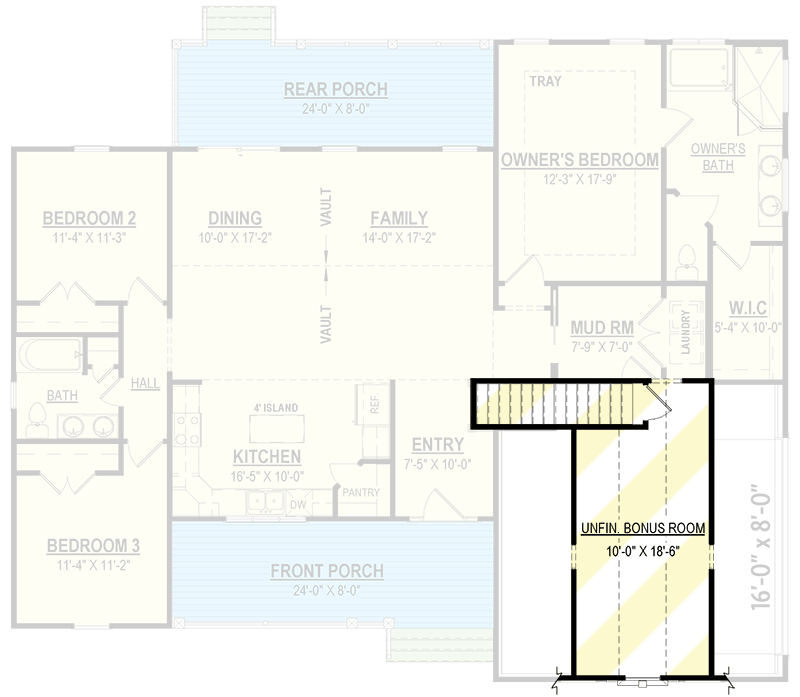 Plan 83657CRW: Country Home Plan Under 1700 Square Feet with 3 Beds and Bonus Room - Floor Plan - 2nd Floor - Country, Traditional