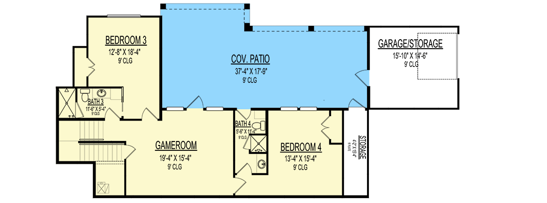 Plan 264025KMD: Mediterranean-Style House Plan with Lower Level Game Room - 4062 Sq Ft - Floor Plan - Lower Level - European, Mediterranean, Spanish, Transitional