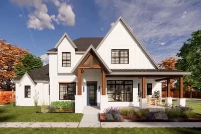 Modern Farmhouse Plan with Study and Back Porch - 2557 Sq Ft