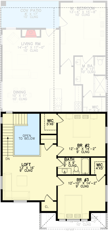 Plan 246013DLR: Narrow Lot 3 Bed House Plan with Vaulted Master Suite - 2171 Sq Ft - Floor Plan - 2nd Floor