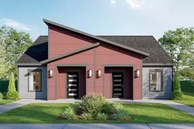 Modern Duplex House Plan with 3 Bed and 2 Bath Units - 1167 Sq Ft and 1155 Sq Ft