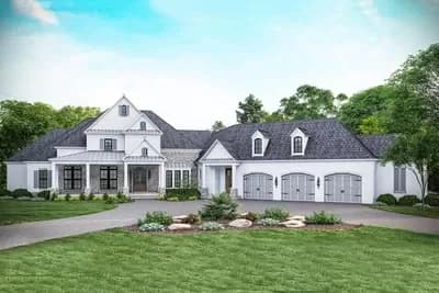 4 Bed Southern Traditional House Plan with Angled Garage - 4978 Sq Ft