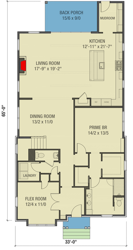 Plan 50227PH: 4-Bed Cottage House Plan with Brick Exterior and 2-Story Living Room - 2950 Sq Ft - Floor Plan - Main Level - Colonial, Cottage, European, Traditional