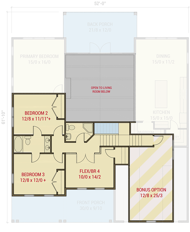 Plan 50228PH: 5-Bed Modern Farmhouse Plan with Bonus Above Garage - 2815 Sq Ft - Floor Plan - Second Level - Country, Farmhouse, Modern Farmhouse, New American, Traditional