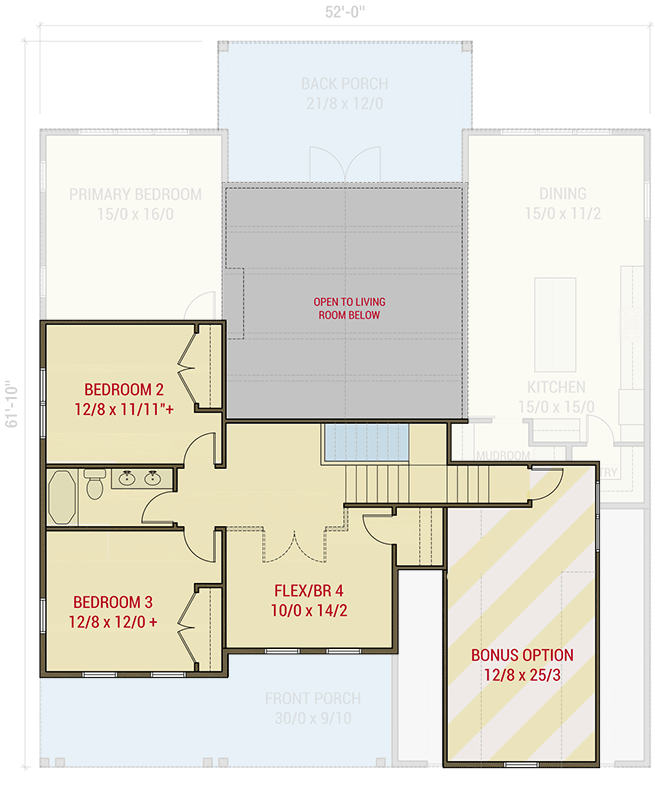Plan 50228PH: 5-Bed Modern Farmhouse Plan with Bonus Above Garage - 2815 Sq Ft - Floor Plan - Alternate Second Level - Included - Country, Farmhouse, Modern Farmhouse, New American, Traditional