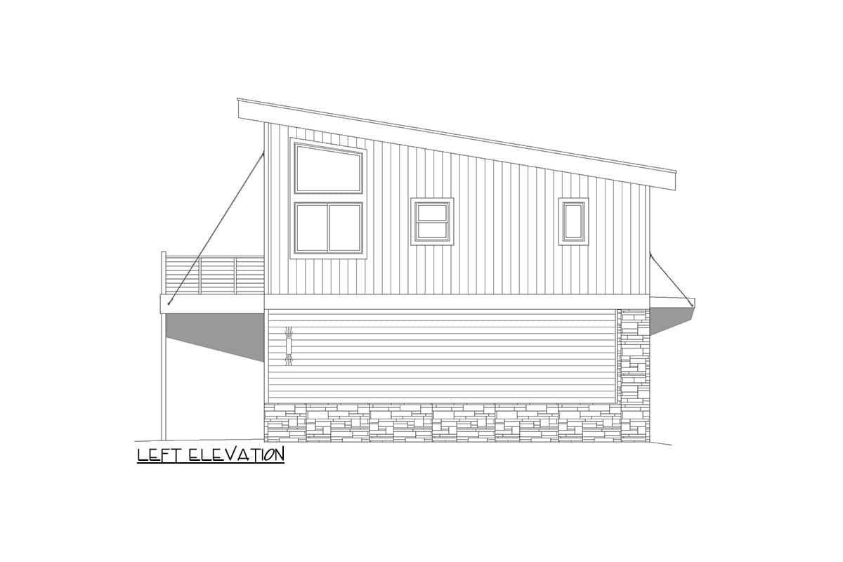 Plan 680217VR: Contemporary 900 Sq Ft 1-Bed Apartment Above 2-Car 820 Sq Ft Garage - Image #4 - Country, Ranch, Traditional