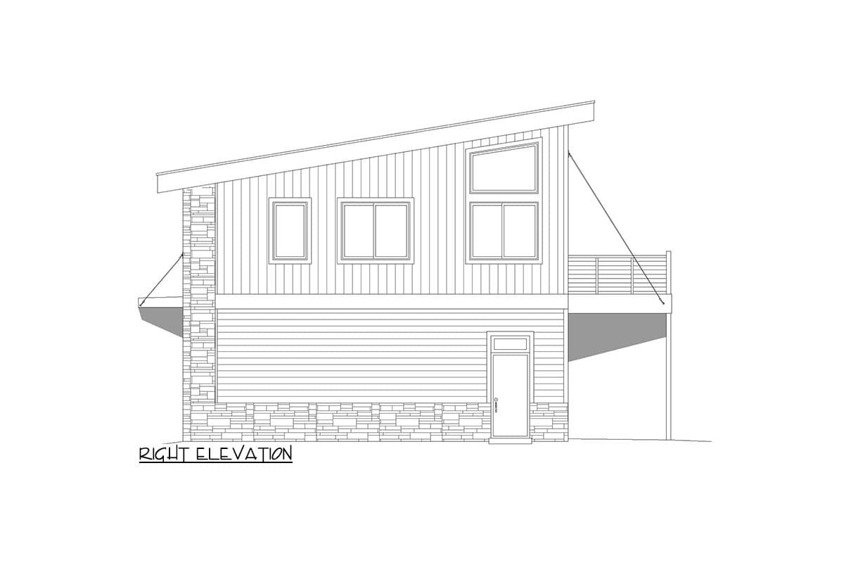 Plan 680217VR: Contemporary 900 Sq Ft 1-Bed Apartment Above 2-Car 820 Sq Ft Garage - Image #6 - Country, Ranch, Traditional