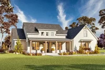 Modern Farmhouse Plan with 4 Beds and a 3-Car Garage and Bonus - Under 2500 Sq Ft