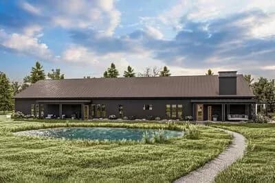 BarndominiumHouse Plan with Cathedral Ceilings in the House and Garage - 3258 Sq Ft