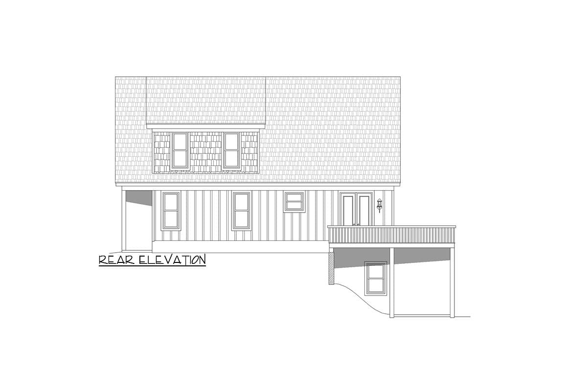 Plan 680214VR: Mountain House Plan with Large Deck and Lower Level Expansion - 1770 Sq Ft - Image #4 - Cottage, Country, Craftsman, Mountain, Vacation