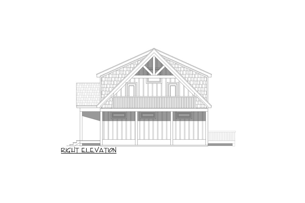 Plan 680214VR: Mountain House Plan with Large Deck and Lower Level Expansion - 1770 Sq Ft - Image #5 - Cottage, Country, Craftsman, Mountain, Vacation