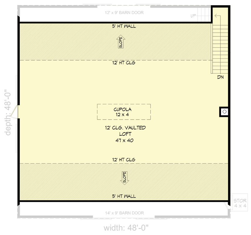 Plan 680215VR: 2304 Square Foot Barn with Loft Above - Floor Plan - 2nd Floor - Farmhouse, Rustic, Traditional