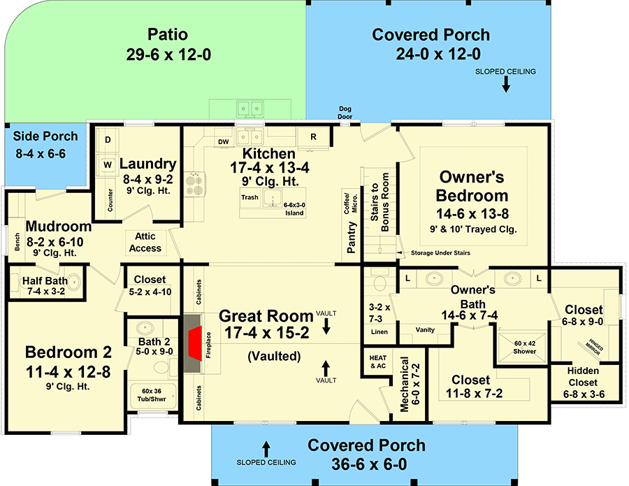 Plan 51216MM: 3 Bed Country Home Plan with 6-Foot-Deep Front Porch - 1906 Sq Ft - Floor Plan - Main Level - Cottage, Country, Farmhouse, Traditional