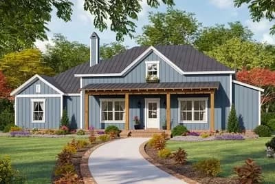 3 Bed Country Home Plan with 6-Foot-Deep Front Porch - 1906 Sq Ft