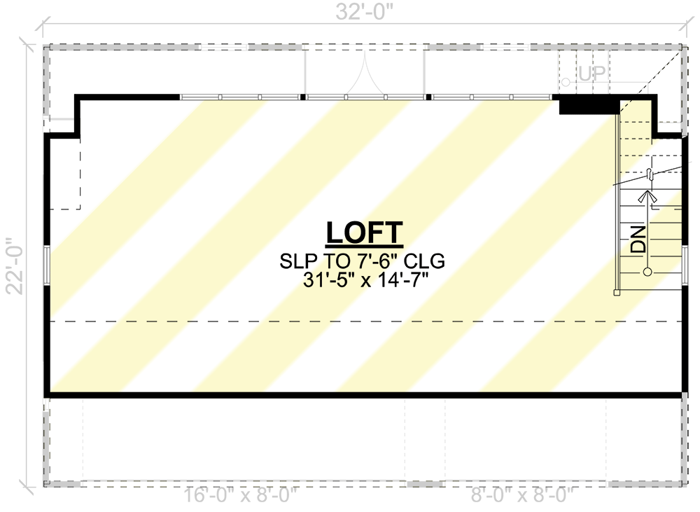 Plan 135244GRA: 3-Car Detached Garage with 702 Sq Ft of Parking and a 477 Sq Ft Loft Above - Floor Plan - 2nd Floor