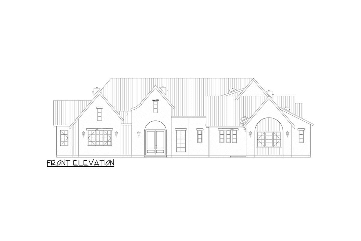 Plan 264027KMD: 1-Story Transitional House Plan with Private Home Office - 4070 Sq Ft - Image #4 - European, Transitional
