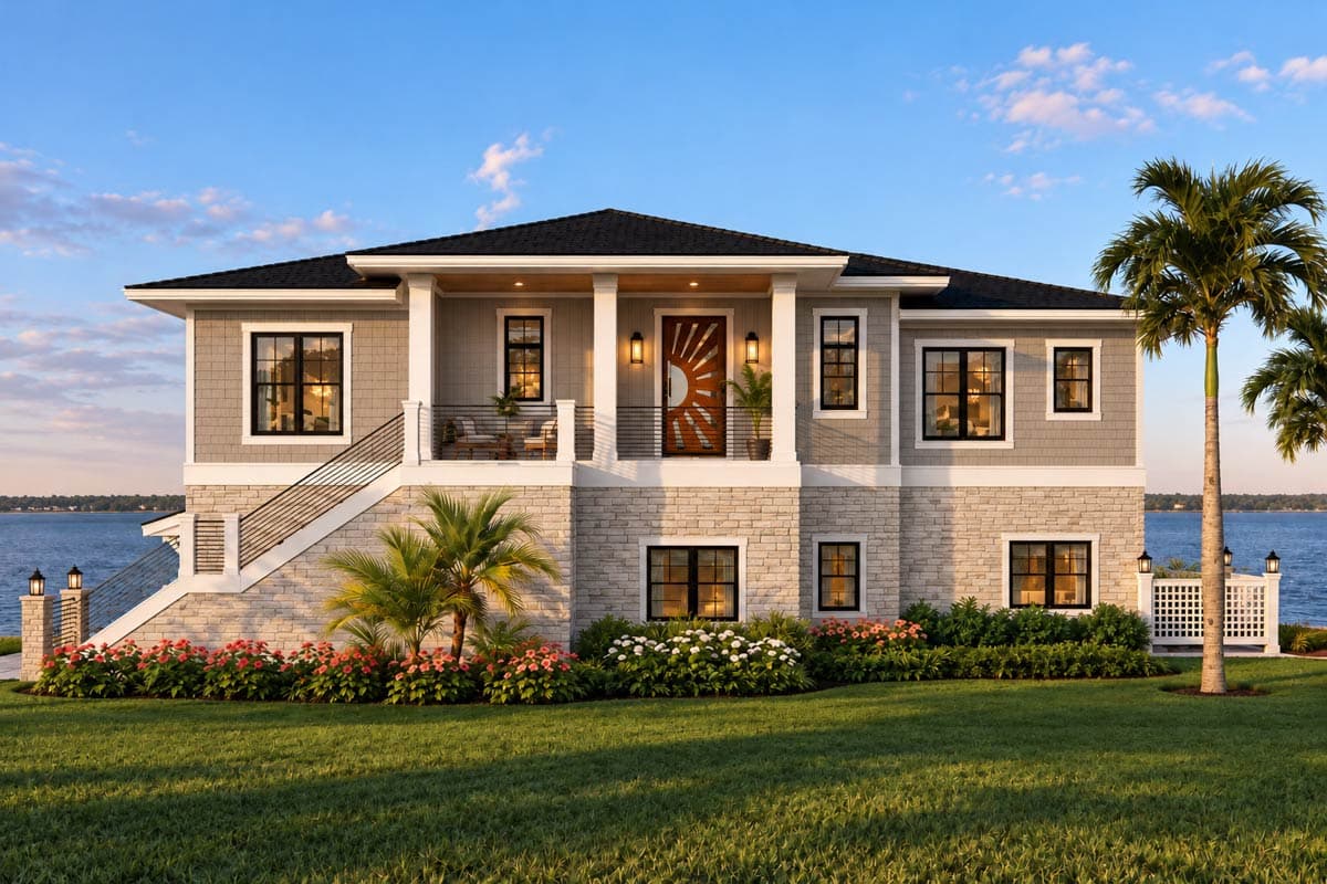 Plan 871033JEN: Coastal Contemporary House Plan with Two Flex Rooms - 4306 Sq Ft - Image #2 - Beach, Coastal, Coastal Contemporary, Vacation