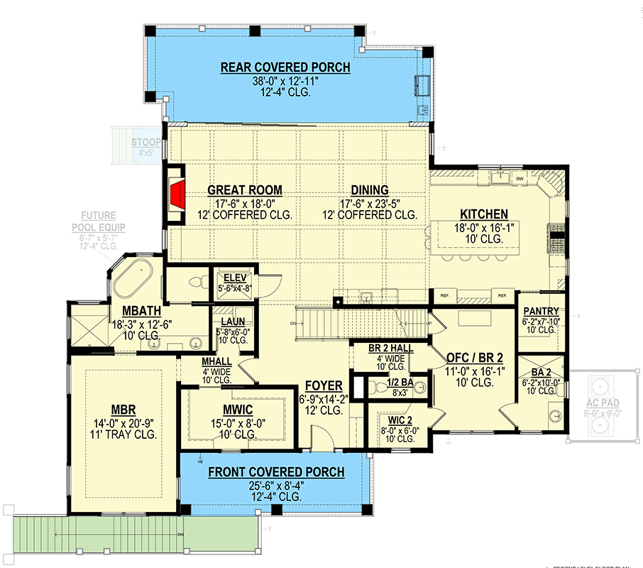 Plan 871033JEN: Coastal Contemporary House Plan with Two Flex Rooms - 4306 Sq Ft - Floor Plan - 2nd Floor - Beach, Coastal, Coastal Contemporary, Vacation
