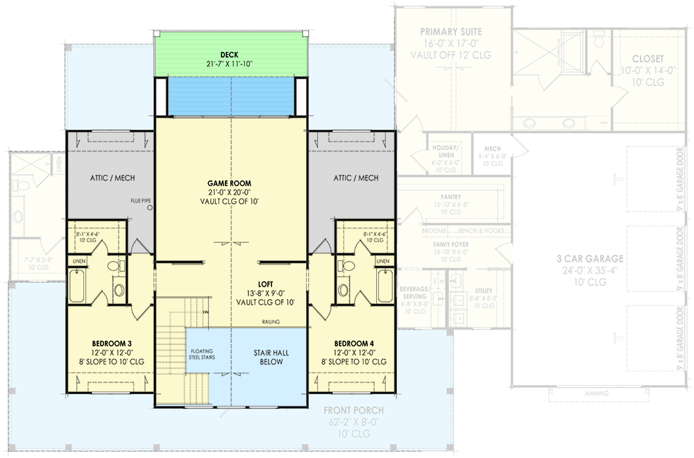 Plan 818092JSS: 4-Bed Modern Farmhouse Plan with 3-Car Garage - 4180 Sq Ft - Floor Plan - 2nd Floor - Country, Farmhouse, Modern Farmhouse