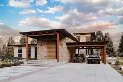 Mid-Century Modern House Plan with Two-Story Play Room - 5029 Sq Ft