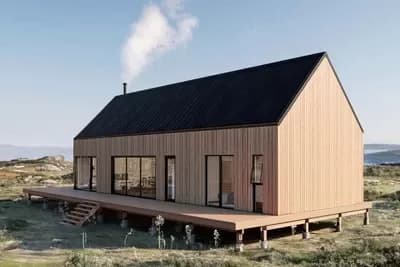 Modern 2 Bed Cabin House Plan with Wrap Around Deck - Architectural Designs