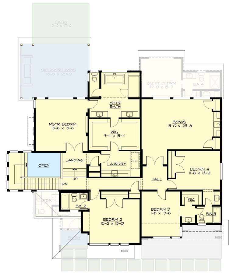 Plan 23945JD: Modern House Plan with Outdoor Living Room - Architectural Designs - 4125 Sq Ft - Floor Plan - 2nd Floor - Mid Century Modern, Modern, Northwest, Prairie
