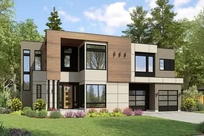 5-Bed Modern House Plan with Outdoor Living Room - 3995 Sq Ft