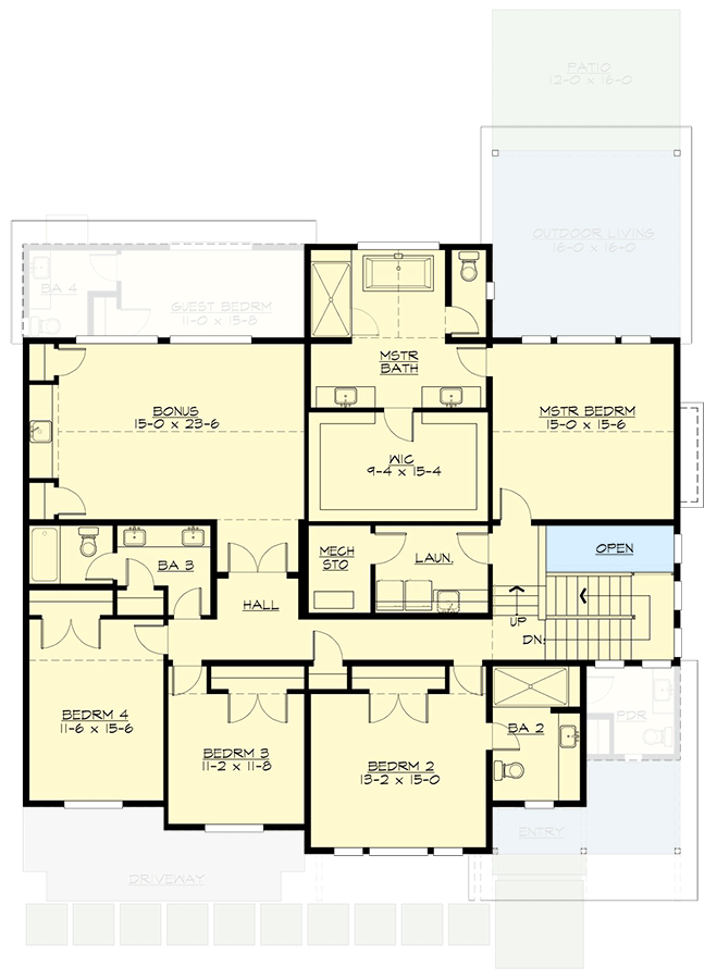 Plan 23947JD: 5 Bed Modern House Plan Under 4000 Square Feet - Architectural Designs - Floor Plan - 2nd Floor - Modern, New American, Northwest