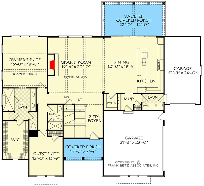 Plan 710430BTZ: 4-Bed New American Farmhouse with 3-Car Garage - 3335 Sq Ft - Floor Plan - Main Level - Country, Farmhouse, Modern Farmhouse, New American
