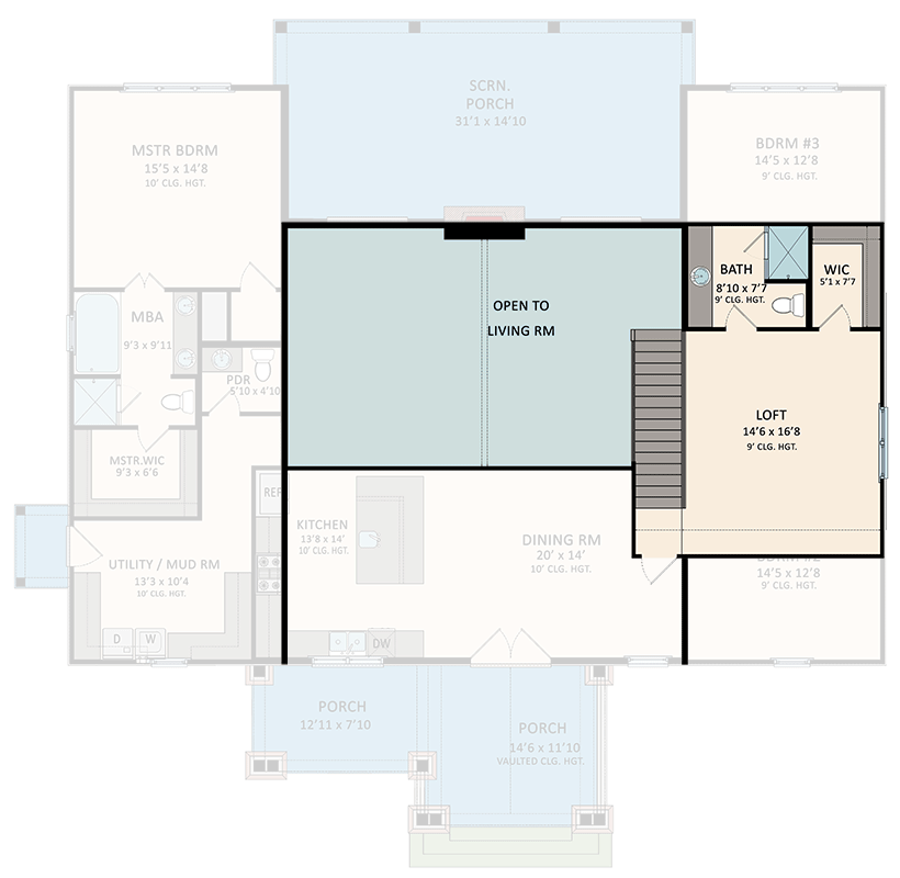 Plan 510249WDY: Country Craftsman House Plan Under 2700 Sq Ft with Upstairs Loft - Architectural Designs - Floor Plan - 2nd Floor - Country, New American, Rustic