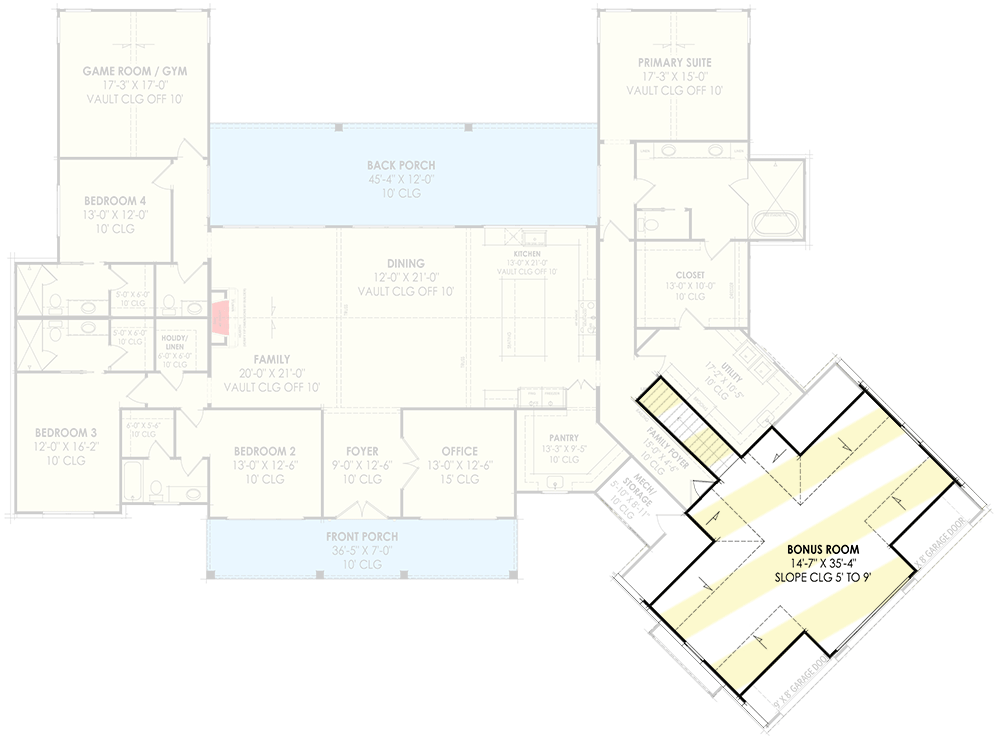 Plan 818093JSS: 4 Bed Modern Farmhouse with Angled Garage - 3817 Sq Ft - Floor Plan - Bonus Level - Farmhouse, Hill Country, Modern Farmhouse, New American