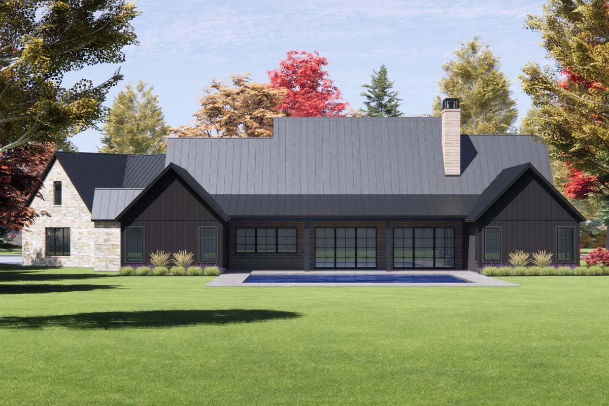 Plan 818093JSS: 4 Bed Modern Farmhouse with Angled Garage - 3817 Sq Ft - Image #4 - Farmhouse, Hill Country, Modern Farmhouse, New American