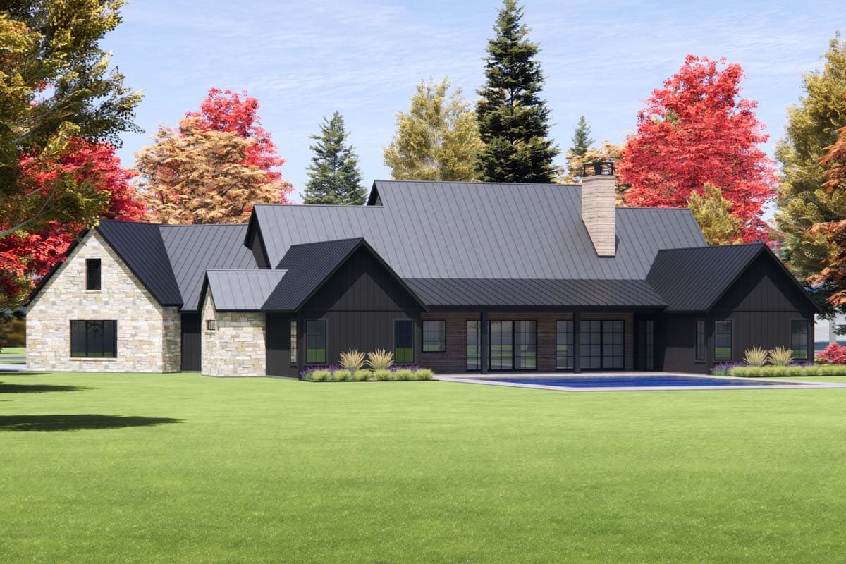 Plan 818093JSS: 4 Bed Modern Farmhouse with Angled Garage - 3817 Sq Ft - Image #5 - Farmhouse, Hill Country, Modern Farmhouse, New American