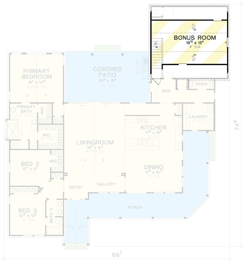 Plan 31222D: Hill Country House Plan with Wrap Around Porch - 2552 Sq Ft - Architectural Designs - Floor Plan - 2nd Floor - Country, Hill Country