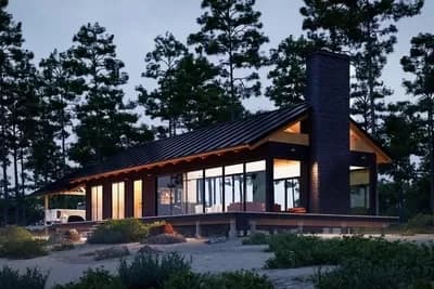 Mid-Century Modern Cabin with Carport - 1546 Sq Ft - Architectural Designs