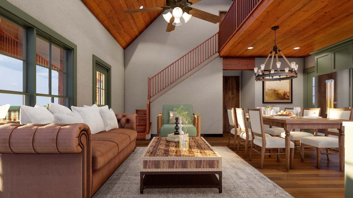 Plan 70863MK: 2 Bed Rustic House Plan with Loft - 1039 Sq Ft - Architectural Designs - Image #6 - Cabin, Country, Rustic