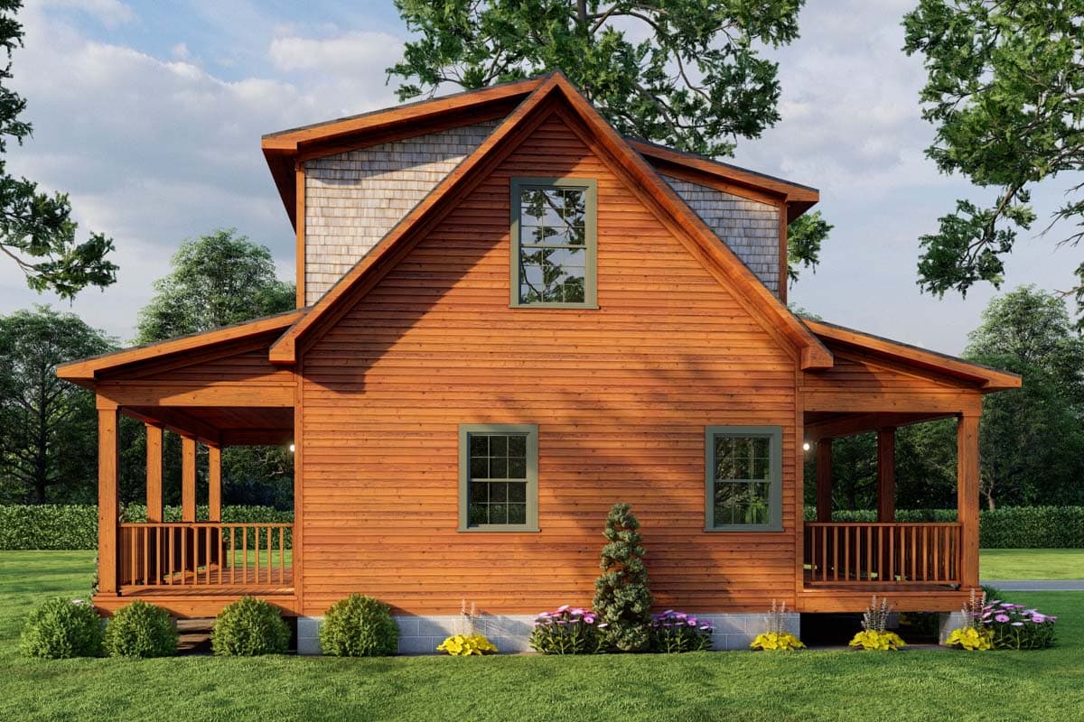Plan 70863MK: 2 Bed Rustic House Plan with Loft - 1039 Sq Ft - Architectural Designs - Image #9 - Cabin, Country, Rustic