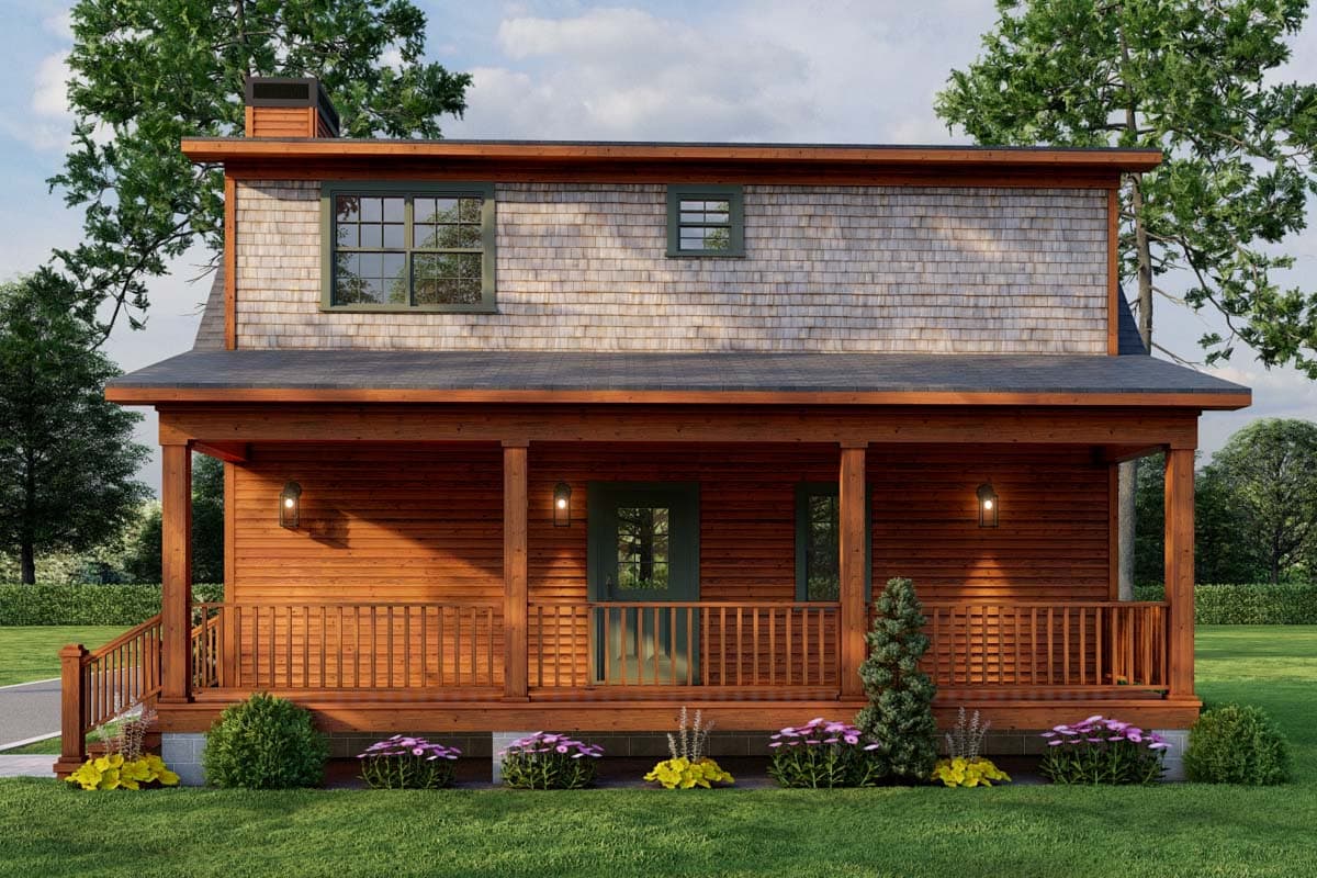 Plan 70863MK: 2 Bed Rustic House Plan with Loft - 1039 Sq Ft - Architectural Designs - Image #10 - Cabin, Country, Rustic