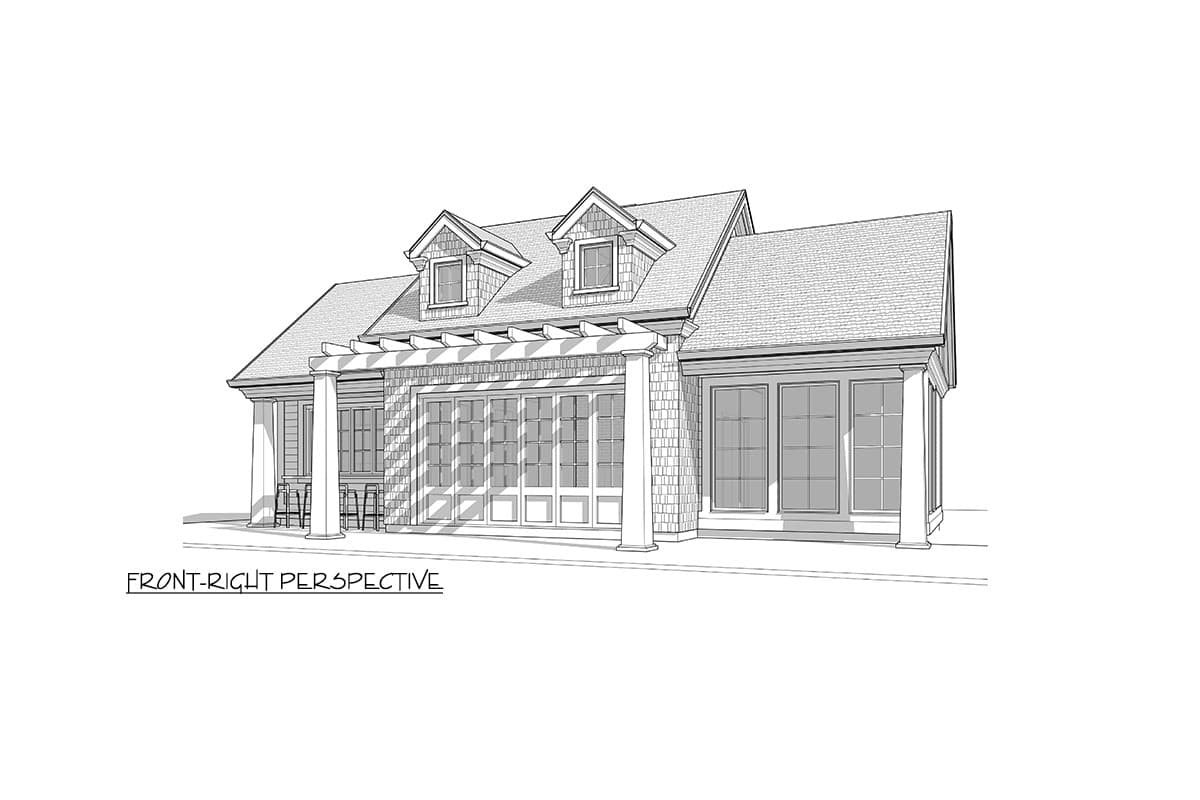 Plan 270084AF: Pool House Plan with Bed, Bar and Gym - 1252 Sq Ft - Architectural Designs - Image #8 - Country, Shingle, Traditional