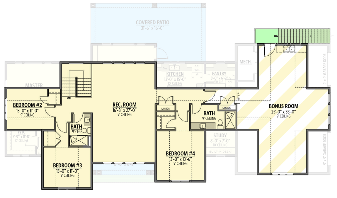 Plan 770516JME: 4 Bed New American House Plan with 3-Car Garage - 3357 Sq Ft - Floor Plan - 2nd Floor - Craftsman, New American, Northwest, Shingle, Traditional, Transitional